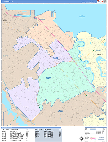 San Mateo Map Color Cast Style